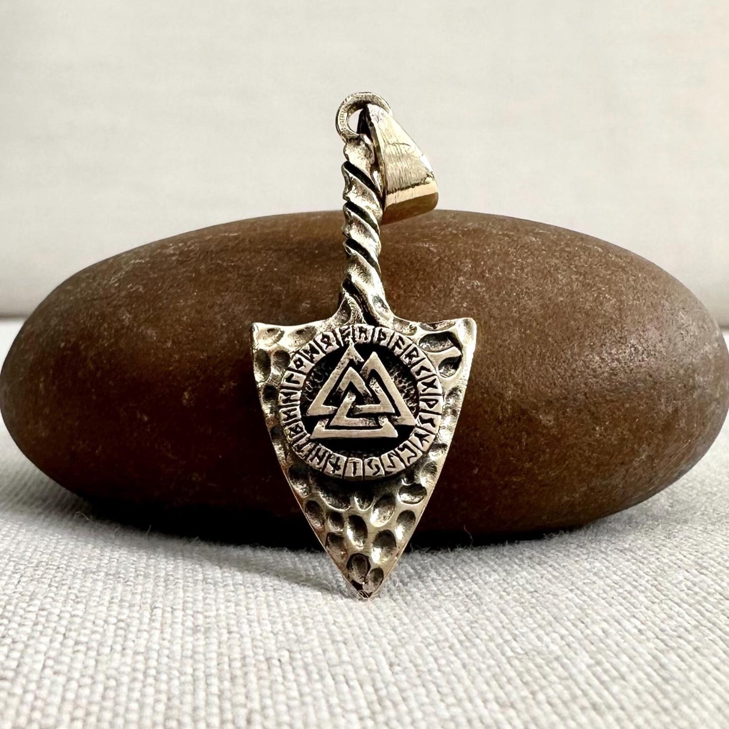 Brass Thor's Hammer Viking Mjolnir Celtic Valknut Pendant/Necklace