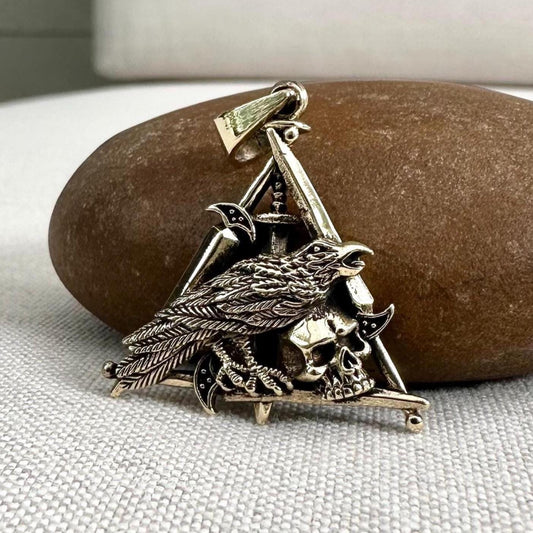 Brass Odin's Raven Viking Crow Pendant/Necklace