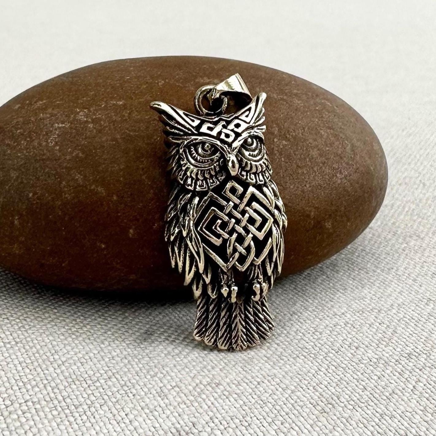 Brass Owl Bird Celtic Knot Pendant/Necklace