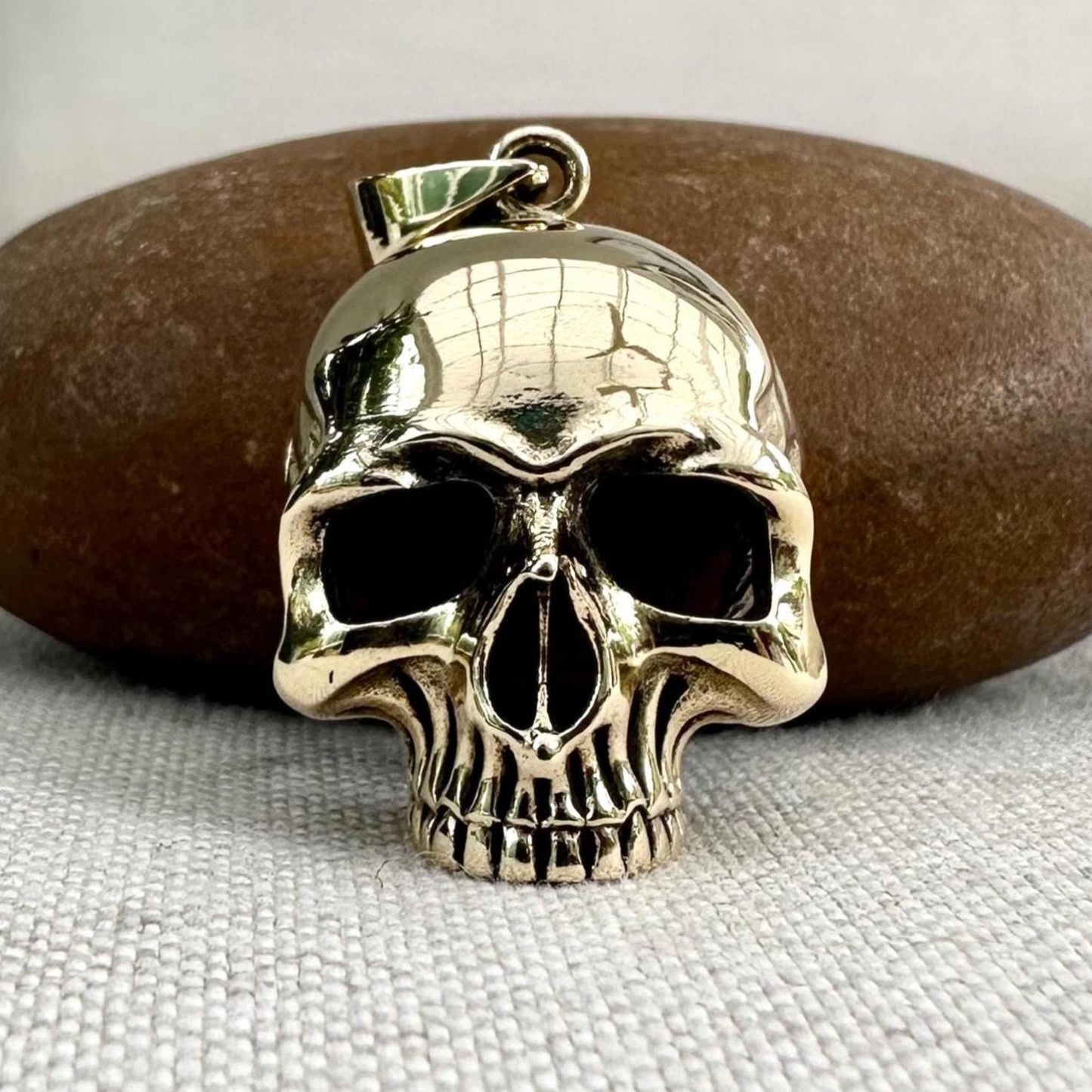 Brass Skull Gothic Punk Biker Pendant/Necklace