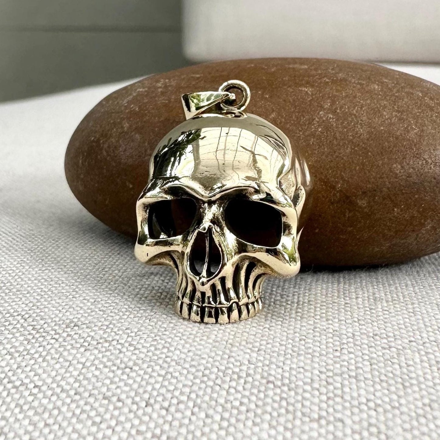 Brass Skull Gothic Punk Biker Pendant/Necklace