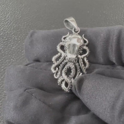 Handcrafted 925 Sterling Silver Octopus Pendant Kraken Sea Monster Pendant/Necklace Silver Jewelry Fashion Animal Accessories Gift by VINTZ