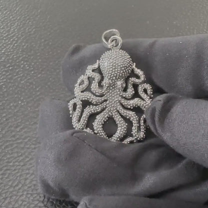 Handcrafted 925 Sterling Silver Octopus Pendant Kraken Sea Monster Pendant/Necklace Silver Jewelry Fashion Animal Accessories Gift by VINTZ