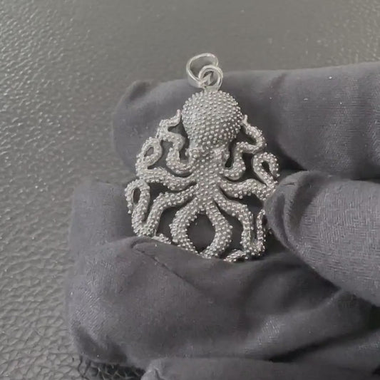 Handcrafted 925 Sterling Silver Octopus Pendant Kraken Sea Monster Pendant/Necklace Silver Jewelry Fashion Animal Accessories Gift by VINTZ