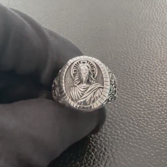Handcrafted 925 Sterling Silver Jesus Christ Ring YHWH Yahweh Hebrew Jewish Christian God Ring Silver Jewelry Accessories Gift by VINTZ