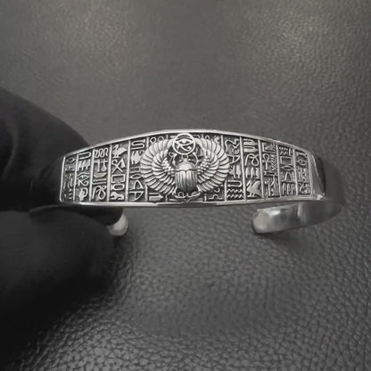 Scarab Egyptian Beetle Bug Scarabaeus Cuff Bracelet