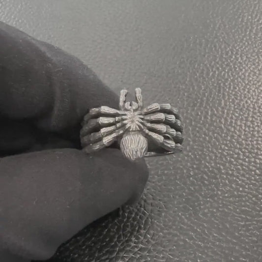 Handcrafted 925 Sterling Silver Spider Ring Tarantulas Poisonous Spider Arachnids Ring Silver Jewelry Animal Accessories Gift by VINTZ