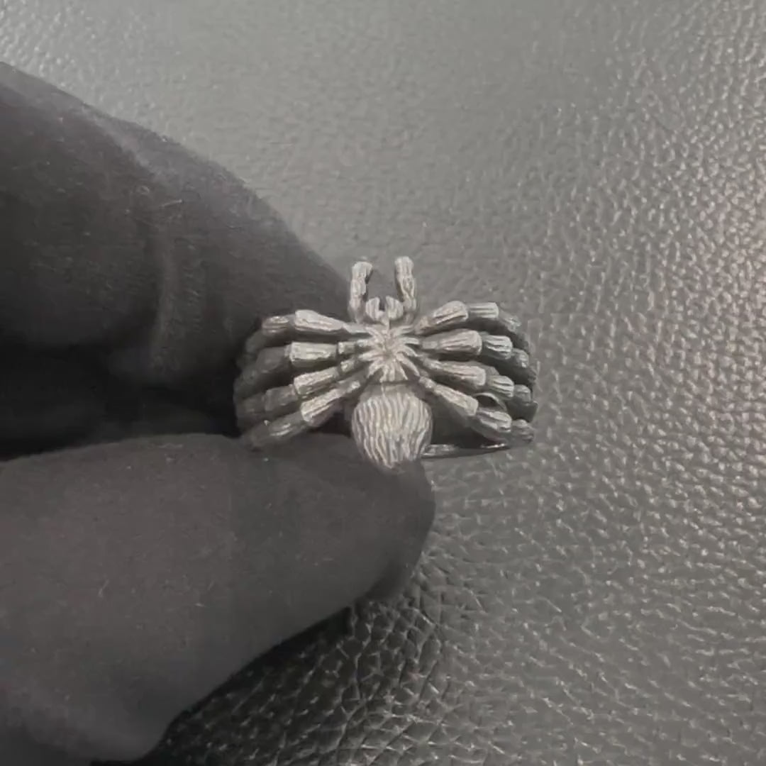 Handcrafted 925 Sterling Silver Spider Ring Tarantulas Poisonous Spider Arachnids Ring Silver Jewelry Animal Accessories Gift by VINTZ