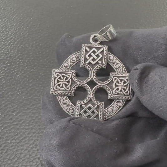 Handcrafted 925 Sterling Silver Celtic Cross Pendant Viking Irish Cross Nimbus Celtic Knot Pendant/Necklace Silver Jewelry Gift by VINTZ