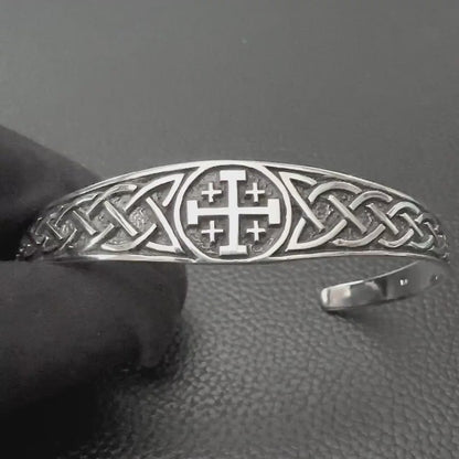 Jerusalem Cross Bracelet Jesus Christ Crusader Cross Potent Cuff Bracelet
