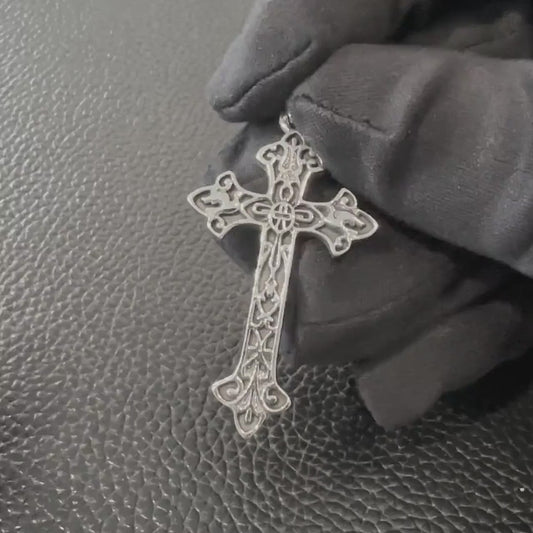 Handcrafted 925 Sterling Silver Cross Pendant Christian God Jesus Christ Crucifix Pendant/Necklace Silver Jewelry Accessories Gift by VINTZ