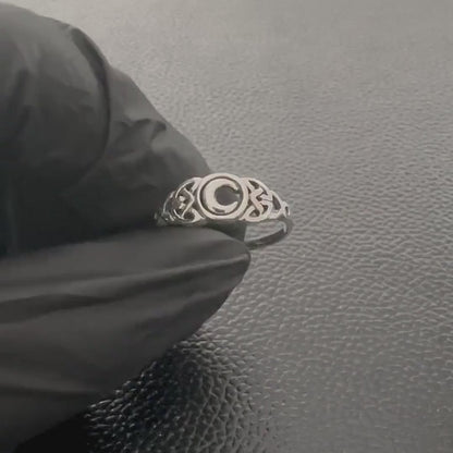 Crescent Moon Viking Celtic Knot Ring