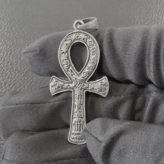 Handcrafted 925 Sterling Silver Ankh Pendant Egyptian Cross Ankh Key of Life Amulet Pendant/Necklace Silver Accessories Gift by VINTZ