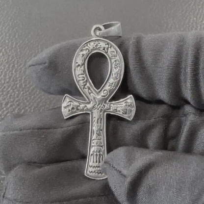 Handcrafted 925 Sterling Silver Ankh Pendant Egyptian Cross Ankh Key of Life Amulet Pendant/Necklace Silver Accessories Gift by VINTZ
