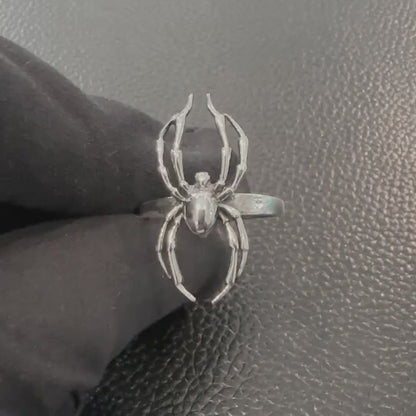 Handcrafted 925 Sterling Silver Spider Ring Long Leg Cellar Spider Poisonous Spider Arachnids Ring Silver Jewelry Accessories Gift by VINTZ