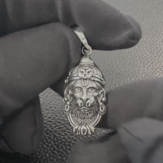 Handcrafted 925 Sterling Silver Hanuman Pendant Lord Maruti Ramayana Hindi Deity Monkey God Pendant/Necklace Silver Jewelry Gift by VINTZ