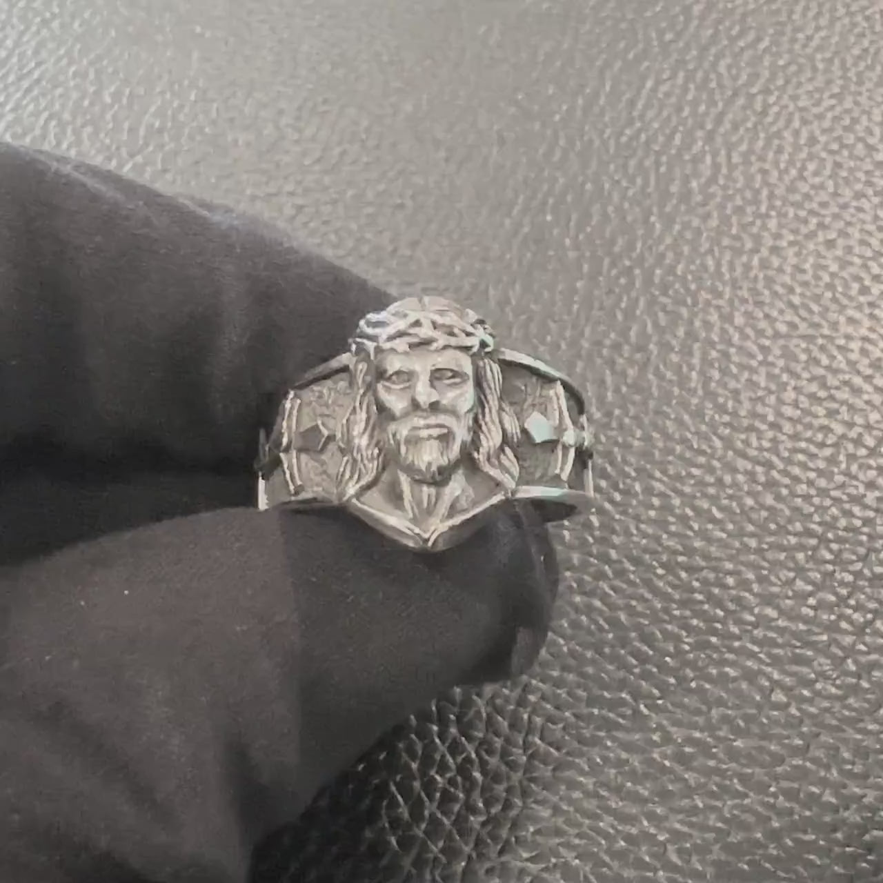 Handcrafted 925 Sterling Silver Jesus Christ Face Ring Jesus Anillo Rostro Ring Christian God Ring Silver Jewelry Accessories Gift by VINTZ