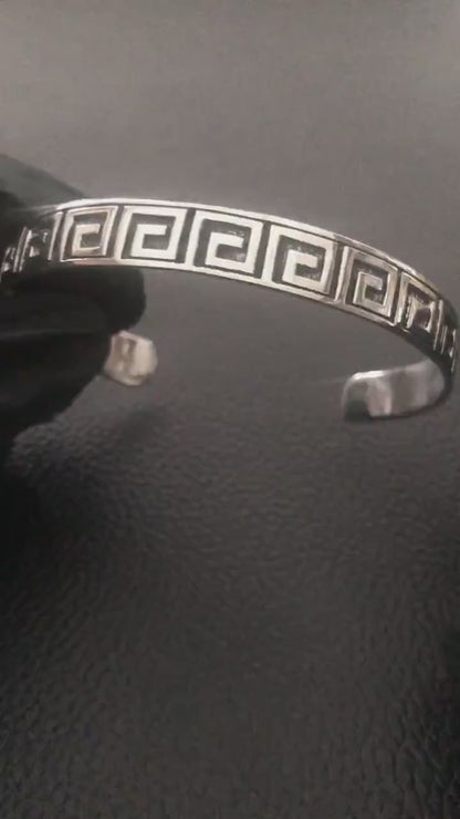 Greek Key Meander Infinity Square Cuff Bracelet