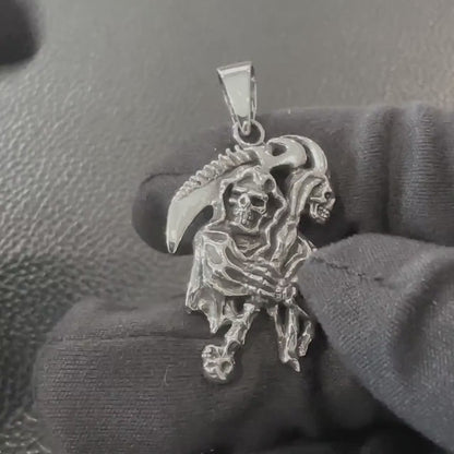 Handcrafted 925 Sterling Silver Grim Reaper Pendant God of Death Gothic Skull Pendant/Necklace Silver Jewelry Accessories Gift by VINTZ