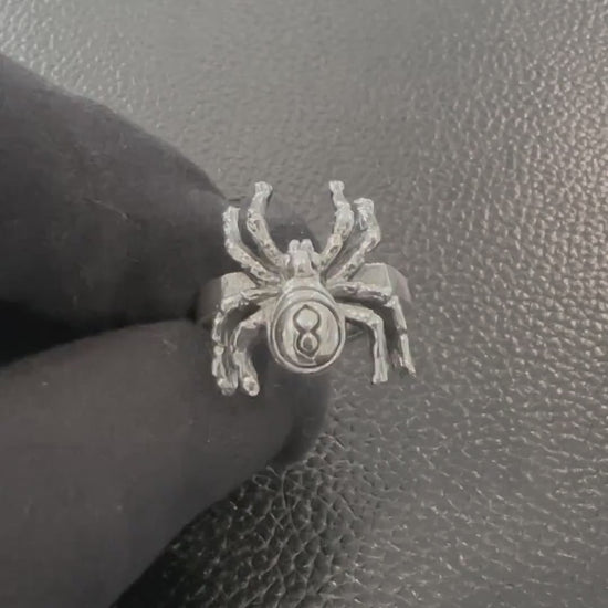 Handcrafted 925 Sterling Silver Spider Ring Black Widow Poisonous Spider Arachnids Ring Silver Jewelry Animal Accessories Gift by VINTZ