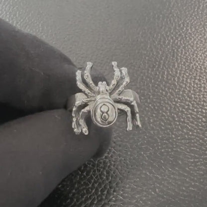 Handcrafted 925 Sterling Silver Spider Ring Black Widow Poisonous Spider Arachnids Ring Silver Jewelry Animal Accessories Gift by VINTZ