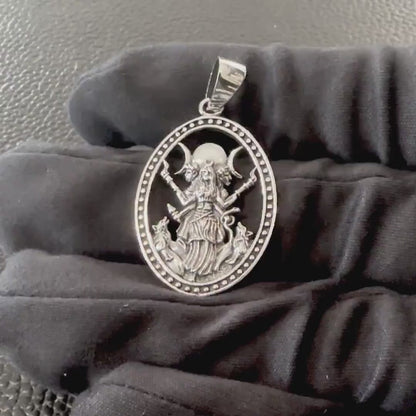 Handcrafted 925 Sterling Silver Moon Goddess Pendant Luna Deities Crescent Moon Goddess Wiccan Pendant/Necklace Silver Jewelry Gift by VINTZ