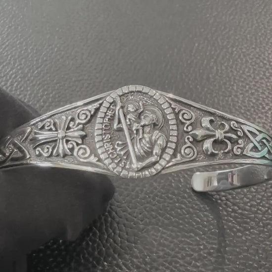 Handcrafted 925 Sterling Silver Saint Christopher Bracelet Christian Patron Saint Amulet Talisman Bracelet Silver Jewelry Gift by VINTZ