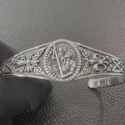 Handcrafted 925 Sterling Silver Saint Christopher Bracelet Christian Patron Saint Amulet Talisman Bracelet Silver Jewelry Gift by VINTZ