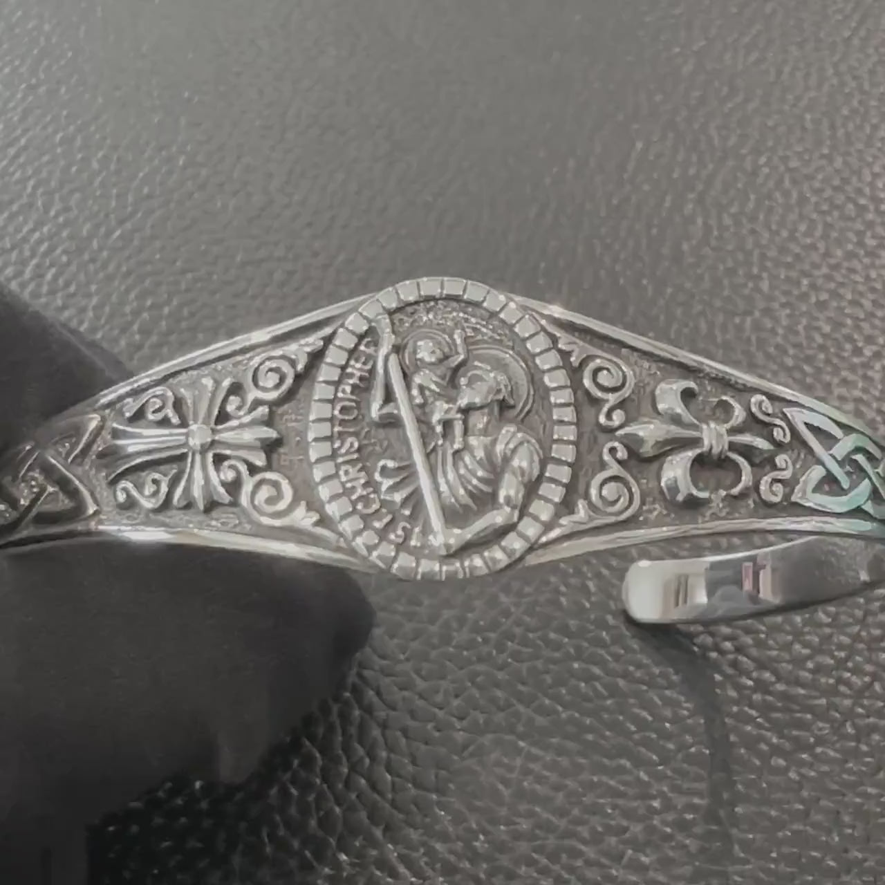 Handcrafted 925 Sterling Silver Saint Christopher Bracelet Christian Patron Saint Amulet Talisman Bracelet Silver Jewelry Gift by VINTZ