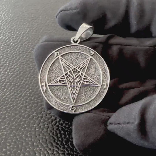 Handcrafted 925 Sterling Silver Baphomet Sigil Pendant Goat Head Pentagram Gothic Pendant/Necklace Silver Jewelry Accessories Gift by VINTZ