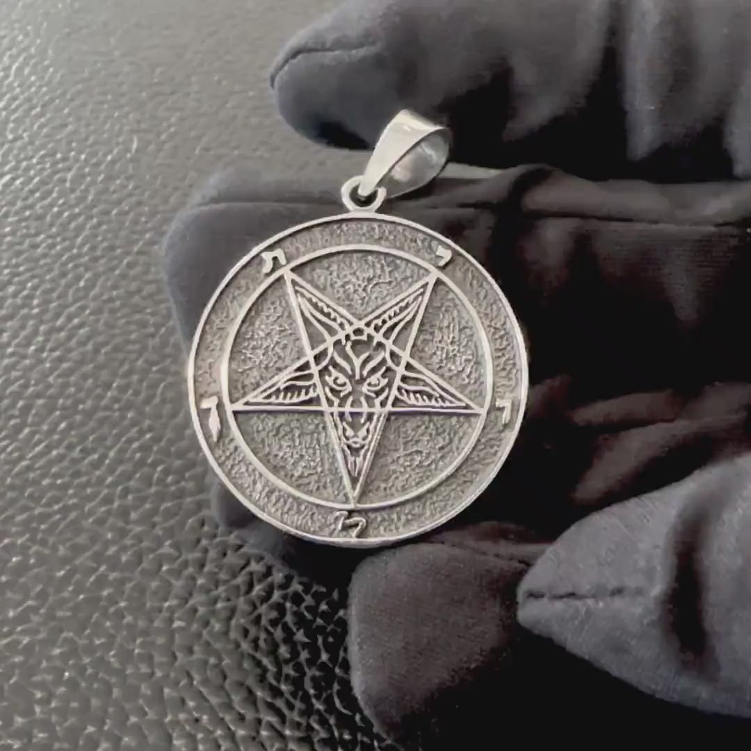 Handcrafted 925 Sterling Silver Baphomet Sigil Pendant Goat Head Pentagram Gothic Pendant/Necklace Silver Jewelry Accessories Gift by VINTZ