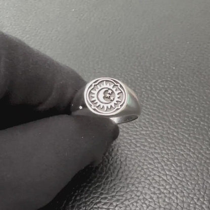 Crescent Moon and Sun Celtic Design Ring