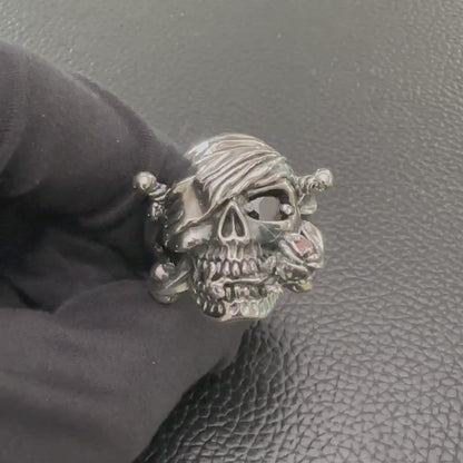 Pirate Skull Punk Gothic Biker Bones Stone Ring
