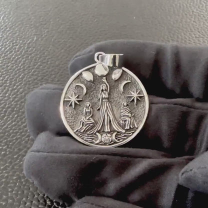 Handcrafted 925 Sterling Silver Moon Goddess Pendant Luna Deities Wiccan Crescent Moon Goddess Pendant/Necklace Silver Jewelry Gift by VINTZ