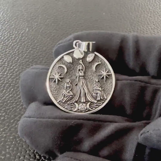 Handcrafted 925 Sterling Silver Moon Goddess Pendant Luna Deities Wiccan Crescent Moon Goddess Pendant/Necklace Silver Jewelry Gift by VINTZ
