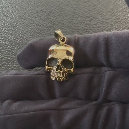 Brass Skull Gothic Punk Biker Skeleton Pendant/Necklace