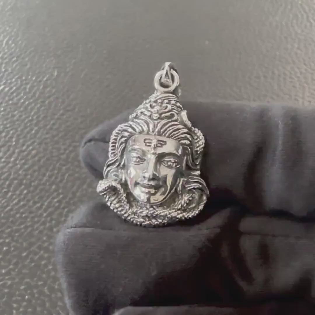 Handcrafted 925 Sterling Silver Shiva Pendant Hinduism God Trimurti Mahadeva Hindi Deity Pendant/Necklace Silver Accessories Gift by VINTZ