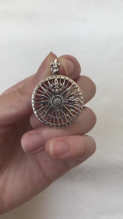 North Star Compass Fleur De Lis Pendant/Necklace
