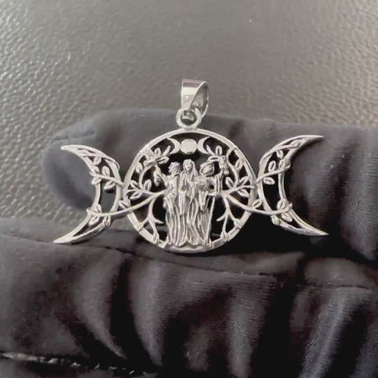 Handcrafted 925 Sterling Silver Moon Goddess Pendant Luna Deities Crescent Moon Goddess Wiccan Pendant/Necklace Silver Jewelry Gift by VINTZ