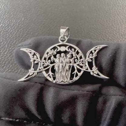 Handcrafted 925 Sterling Silver Moon Goddess Pendant Luna Deities Crescent Moon Goddess Wiccan Pendant/Necklace Silver Jewelry Gift by VINTZ