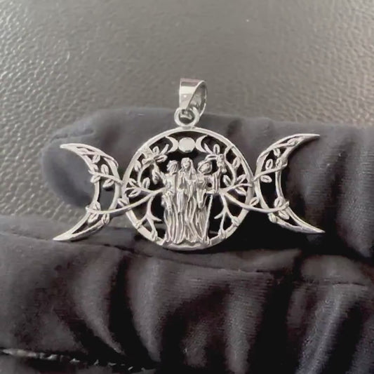 Handcrafted 925 Sterling Silver Moon Goddess Pendant Luna Deities Crescent Moon Goddess Wiccan Pendant/Necklace Silver Jewelry Gift by VINTZ