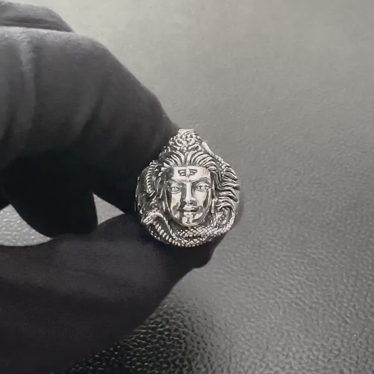 Handcrafted 925 Sterling Silver Shiva Ring Hinduism God Trimurti Mahadeva Shaivism Hindi Deity Ring Silver Jewelry Accessories Gift by VINTZ