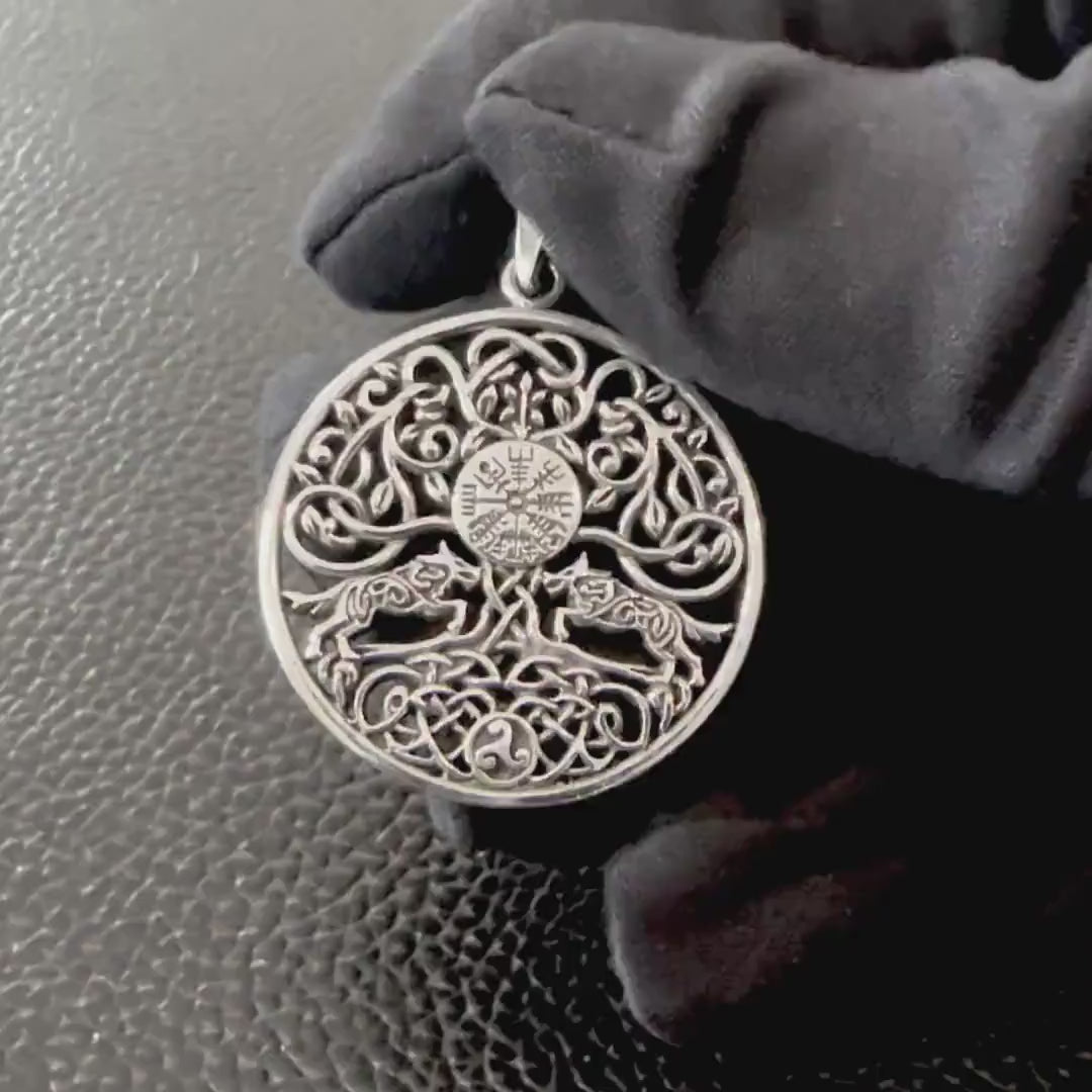 Handcrafted 925 Sterling Silver Tree of Life Pendant Viking Yggdrasil Celtic World Tree Vegvisir Pendant/Necklace Accessories Gift by VINTZ
