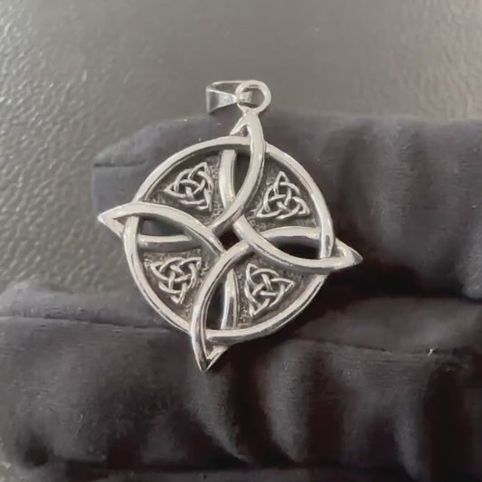 Handcrafted 925 Sterling Silver Witch's Knot Pendant Magic Celtic Knot Triquetra Wiccan Pendant/Necklace Jewelry Accessories Gift by VINTZ