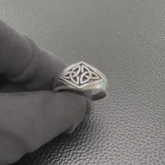 Handcrafted 925 Sterling Silver Triquetra Ring Viking Celtic Knot Design Ring Silver Jewelry Accessories Gift by VINTZ