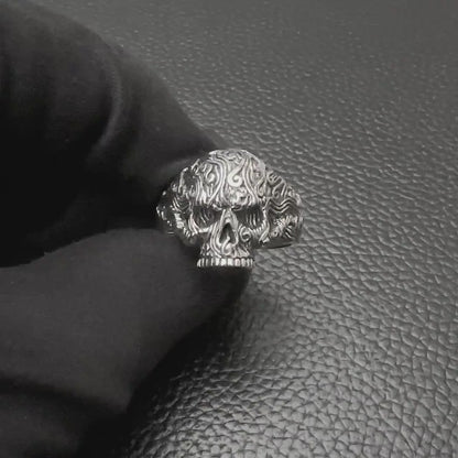 Skull Bali Floral Gothic Pirate Ring