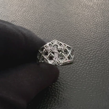 Jesus Christ Crucifix Cross Snake Serpent Ring