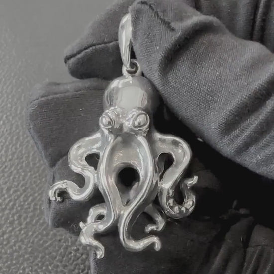 Handcrafted 925 Sterling Silver Octopus Pendant Kraken Sea Monster Pendant/Necklace Silver Jewelry Fashion Animal Accessories Gift by VINTZ