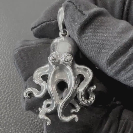 Handcrafted 925 Sterling Silver Octopus Pendant Kraken Sea Monster Pendant/Necklace Silver Jewelry Fashion Animal Accessories Gift by VINTZ