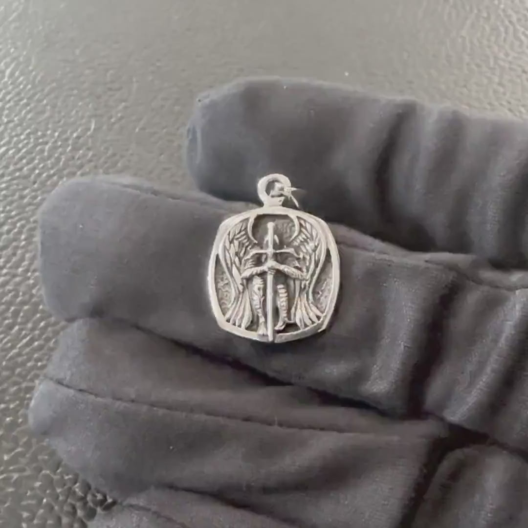Handcrafted 925 Sterling Silver Archangel Pendant Saint Michael Christian Guardian ArchAngelo Amulet Pendant/Necklace Jewelry Gift by VINTZ
